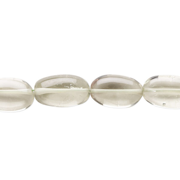 Green quartz 1pkg1, hand-cut puffed oval bead 7 inch 9x8mm-15x9mm image number 0