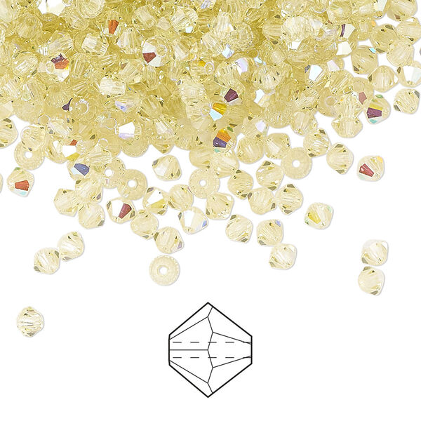 Bead 48pk jonquil AB, Preciosa Czech crystal 3mm bicone image number 0