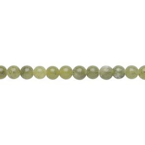 Green serpentine 1pkg1, round bead natural 15.5-16 inch 4mm