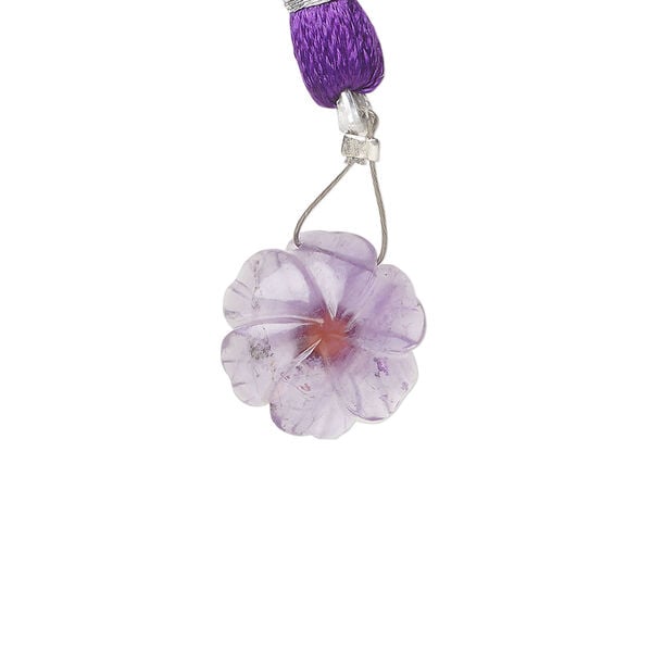 Amethyst / garnet 1pkg1, top-drilled hand-cut 1sided carved flower bead natural, 14mm image number 1