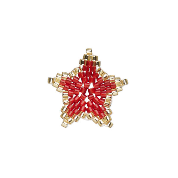Drop, Creative Touch, glass, pkg/1, 20mm double-sided star, red and gold. image number 0