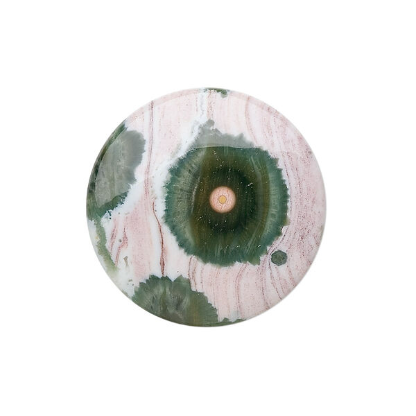 Cabochon, ocean jasper (natural), 25mm calibrated round, B grade, Mohs hardness 6-1/2 to 7. Sold individually. image number 0