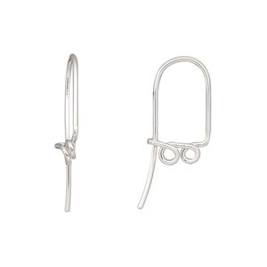 Ear wire kidney 1pkg2 sterling silver, 17.5mm / 2 double closed loop, 19 gauge 1 pair