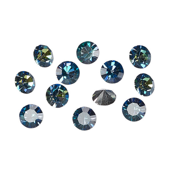 Chaton 12pk crystal Bermuda blue foil back, Preciosa MAXIMA Czech crystal rhinestone 6.14-6.32mm 15-cut faceted round SS29 image number 0