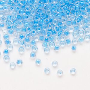 Glass Dyna-Mites™ seed bead 1pkg1, #8 round transparent inside dyed color sky blue (244 8/0 RR) 1/2kg