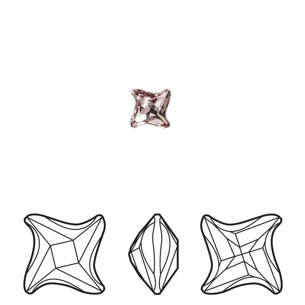 Fancy stone 2pk crystal antique pink foil back, Crystal Passions® 6mm twister 4485 image number 0