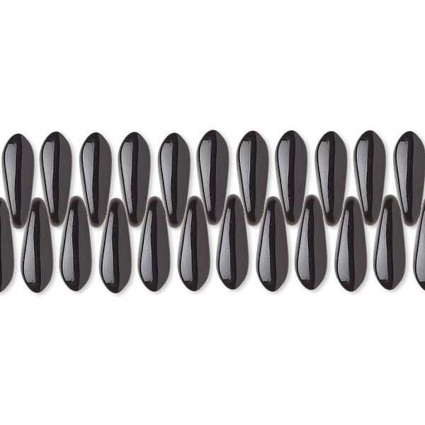 Bead, Czech pressed glass, opaque black, 10x3mm top-drilled dagger. Sold per 15-1/2" to 16" strand, approximately 190-200 beads. image number 0