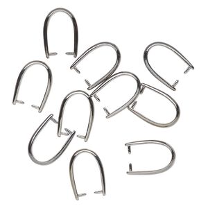 Bail, gunmetal-finished "pewter" (zinc-based alloy), 20x4mm ice-pick with 16mm grip length. Sold per pkg of 10.