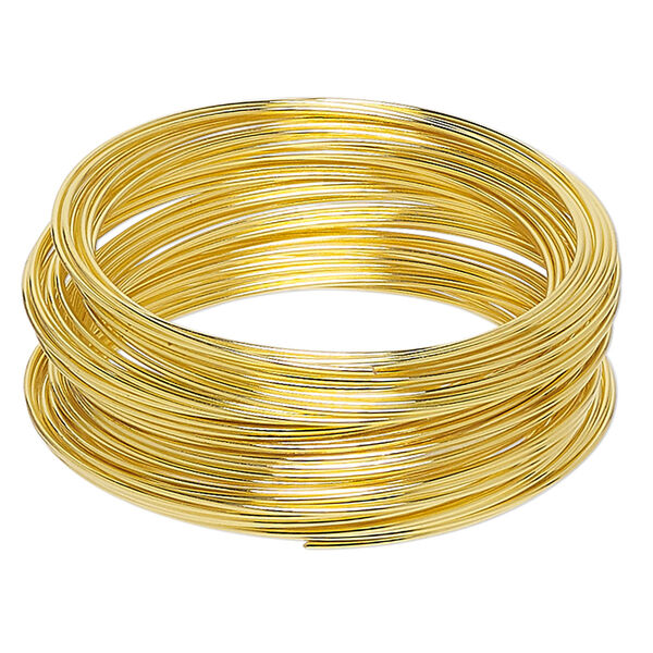 Memory wire, gold-finished stainless steel, 1-3/4 inch bracelet, 0.6-0.75mm thick. Sold per 1-ounce pkg, approximately 60 loops. image number 0