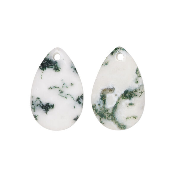 Drop, tree agate (natural), 20x13mm hand-cut teardrop, B grade, Mohs hardness 6-1/2 to 7. Sold per pkg of 2. image number 0