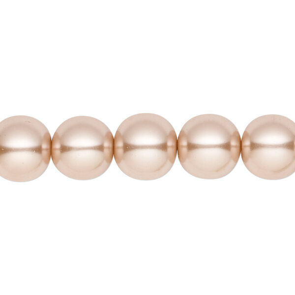 Bead, crystal pearl, champagne, 10mm round. Sold per pkg of (2) 15-1/2" to 16" strands, approximately 80 beads. image number 0