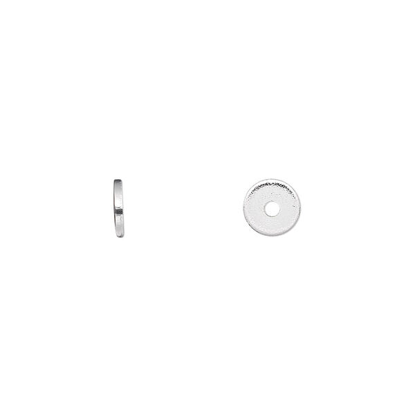 Bead, silver-finished steel, 6x1mm heishi. Sold per pkg of 100. image number 0