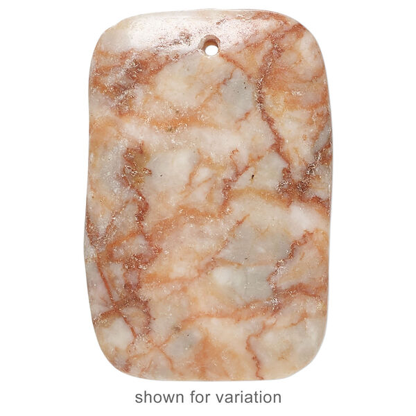 Redline marble 1pkg1, top-drilled domed rectangle flatback focal, 45x30mm-46x31mm image number 1