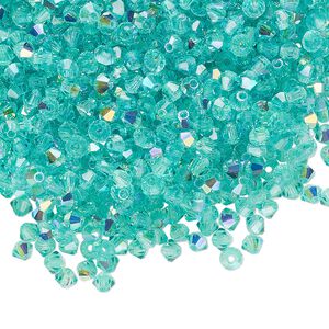 Bead 48pk Caribbean Sea AB, Preciosa Czech crystal 3mm bicone