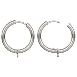 Earring hoop 1pkg2 stainless steel 21mm round / hinged / endless / perpendicular closed loop, 18 gauge 1 pair