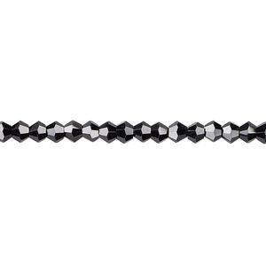 Bead 1pk opaque black, Celestial Crystal® 4mm bicone 15.5-16 inch