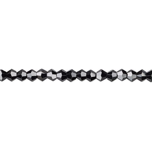 Bead 1pk opaque black, Celestial Crystal® 4mm bicone 15.5-16 inch image number 0