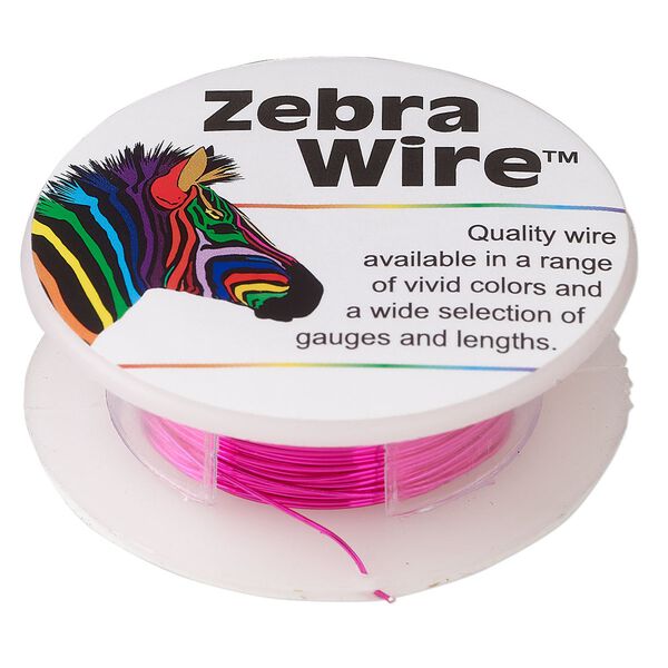 Wire, Zebra Wire™, color-coated copper, fuchsia, round, 24 gauge. Sold per 20-yard spool. image number 0