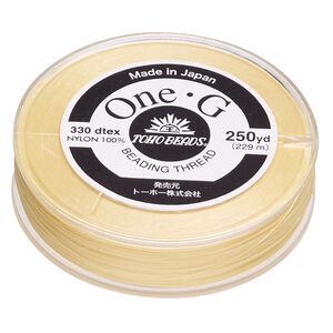 Thread, One-G™, nylon, pkg/250 yards, light yellow, size 0.