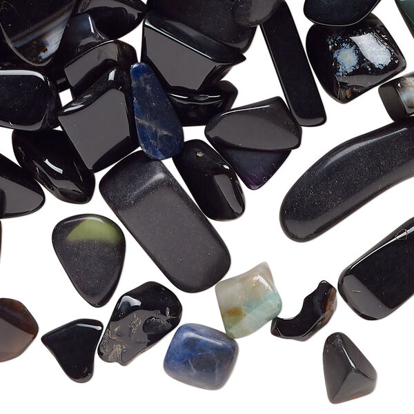 Black jasper 1pkg1, undrilled inlay chip natural 50g mini image number 0