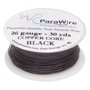 Wire, ParaWire™, black enamel copper, round, 26 gauge. Sold per 30-yard spool.