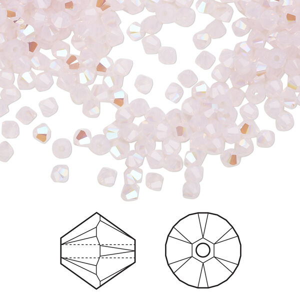 Bead 1440pk rose water opal shimmer, Swarovski® 3mm XILION bicone 5328 image number 0