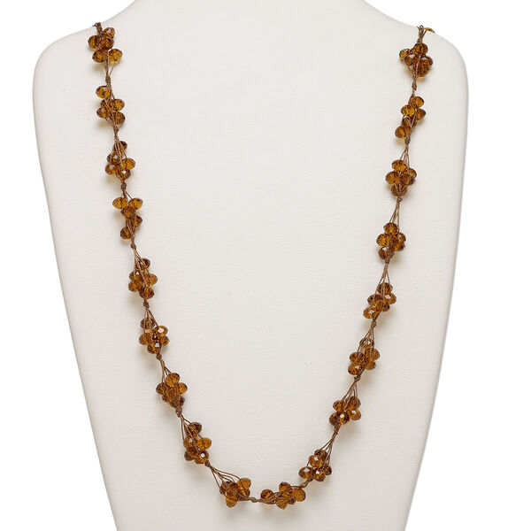 Necklace, glass and nylon cord, brown, 8x6mm faceted rondelle, 32-inch continuous loop. Sold individually. image number 0