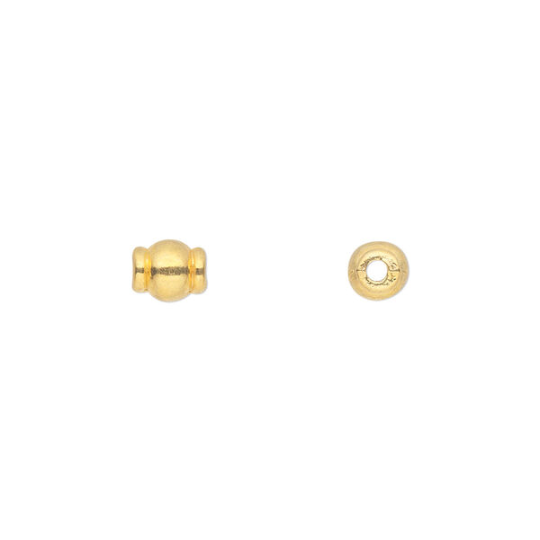Bead, gold-finished "pewter" (zinc-based alloy), 6x5mm oval. Sold per pkg of 100. image number 0