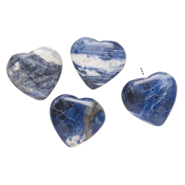 Sodalite 1pkg4, half-drilled puffed heart drop natural B grade, 18-21mm image number 0