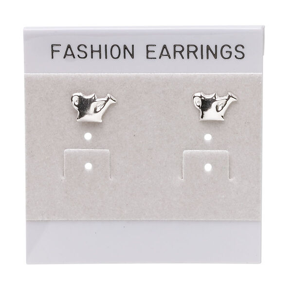 Earring card, flocked plastic, grey and black, 2x2-inch square with "FASHION EARRINGS." Sold per pkg of 100. image number 0