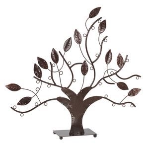 Display, necklace / bracelet / earring, steel, powder-coated bronze, 19 x 19 x 4-inch leafy tree with 26 display loops. Sold individually.