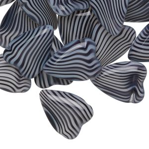 Bead, Czech pressed glass, opaque black and white, 18x13mm top-drilled heart. Sold per 16-inch strand.