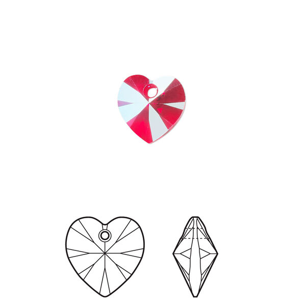 Drop 4pk light Siam shimmer, Crystal Passions® 10mm pendant heart 6228 image number 0