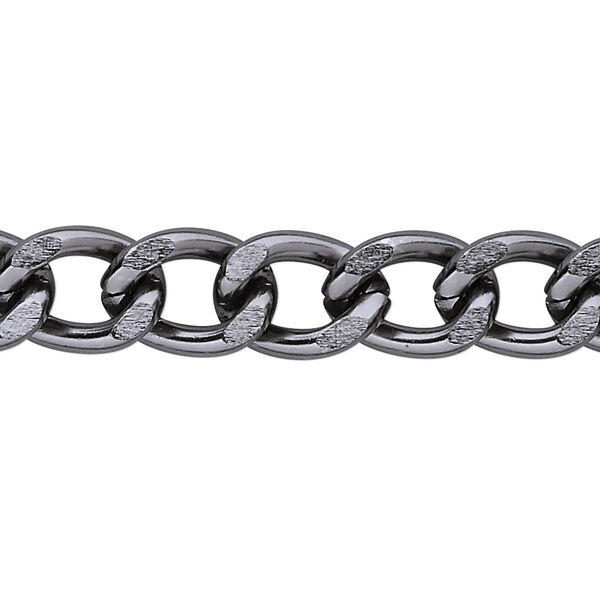 Chain, anodized aluminum, gunmetal, 10mm curb. Sold per pkg of 5 feet. image number 0