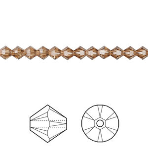 Bead 1pkg144 light smoked topaz, Crystal Passions® Regenerated 4mm bicone 5328