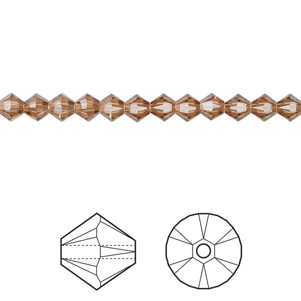 Bead 1pkg144 light smoked topaz, Crystal Passions® Regenerated 4mm bicone 5328 image number 0