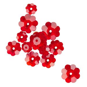 Margarita flower assortment 12pk transparent red, Celestial Crystal® 10x3.5mm 8x3mm 6x2mm flower bead