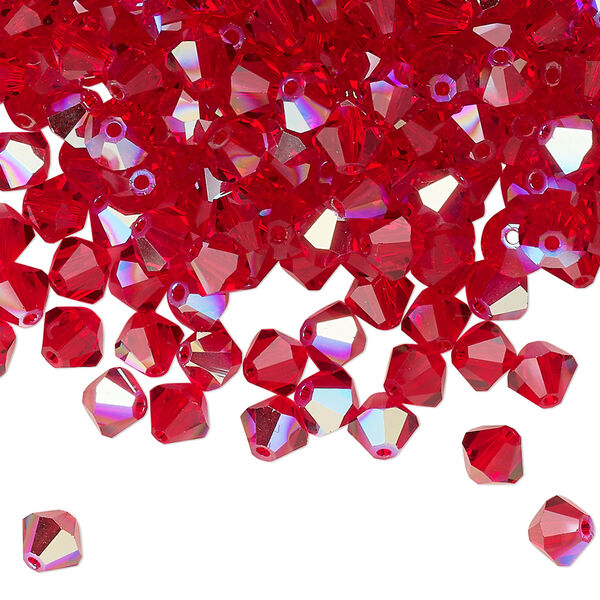 Bead 144pk light Siam glitter, Preciosa Czech crystal 5mm bicone image number 0