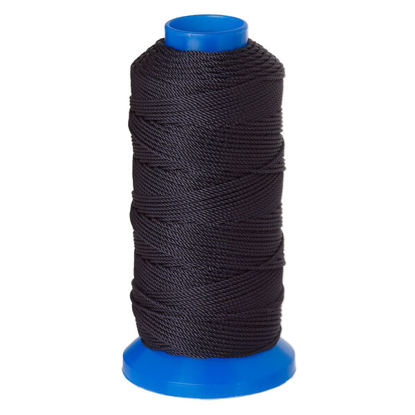 Cord, Griffin, nylon, black, 1mm, 74.8-pound test. Sold per 120-meter spool. image number 0