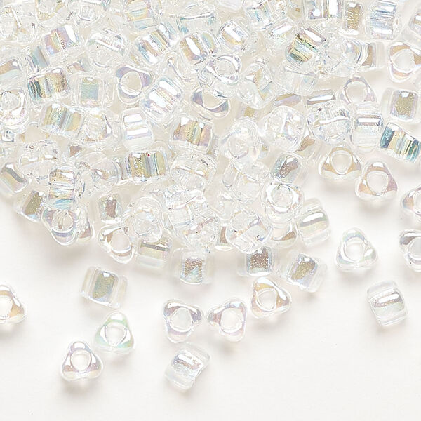 Seed bead, Miyuki 1pkg10g, glass, #5 triangle, translucent rainbow clear (TR-1151) image number 0