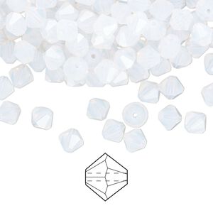 Bead 576pk white opal, Preciosa Czech crystal 5mm bicone