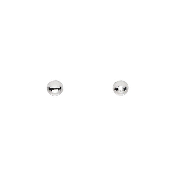 Bead, silver-plated brass, 4mm round. Sold per pkg of 100. image number 0