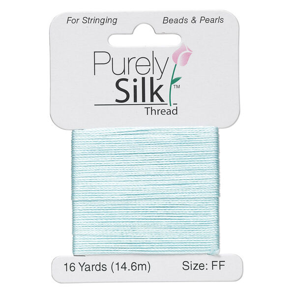 Thread, Purely Silk™, turquoise blue, size FF. Sold per 16-yard card. image number 0