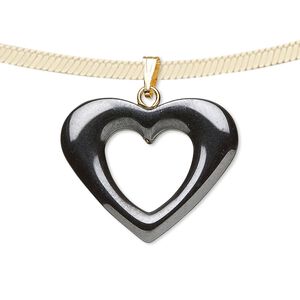 Hemalyke™ / brass 1pkg2, gold-finished / silver-finished open heart pendant 26x20mm