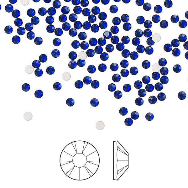 Flat back 1440pk cobalt blue foil back, Preciosa MAXIMA Czech crystal rhinestone 1.9-2.1mm chaton rose round SS6 image number 0