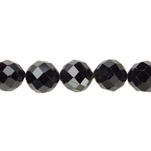 Black tourmaline 1pkg1, hand-cut faceted round bead natural 15.5-16 inch 10mm