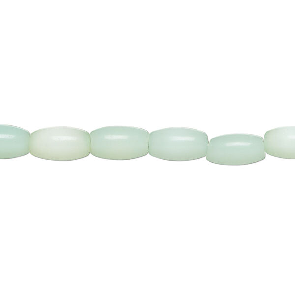 Bead, cat's eye glass (fiber optic glass), sea green, 7x4mm-9x4mm oval, economy grade. Sold per 15-inch strand. image number 0
