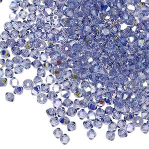 Bead 48pk tanzanite AB, Preciosa Czech crystal 3mm bicone