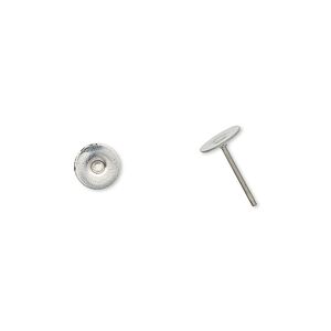 Earstud 1pkg100, 6mm flat pad, stainless steel 50 pair