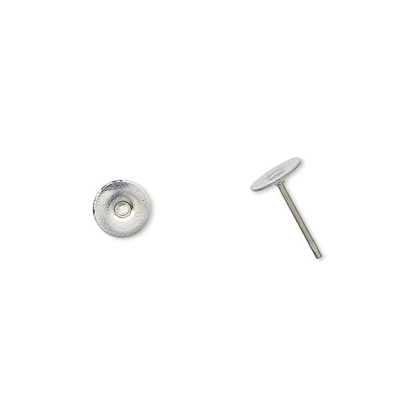 Earstud 1pkg100, 6mm flat pad, stainless steel 50 pair image number 0